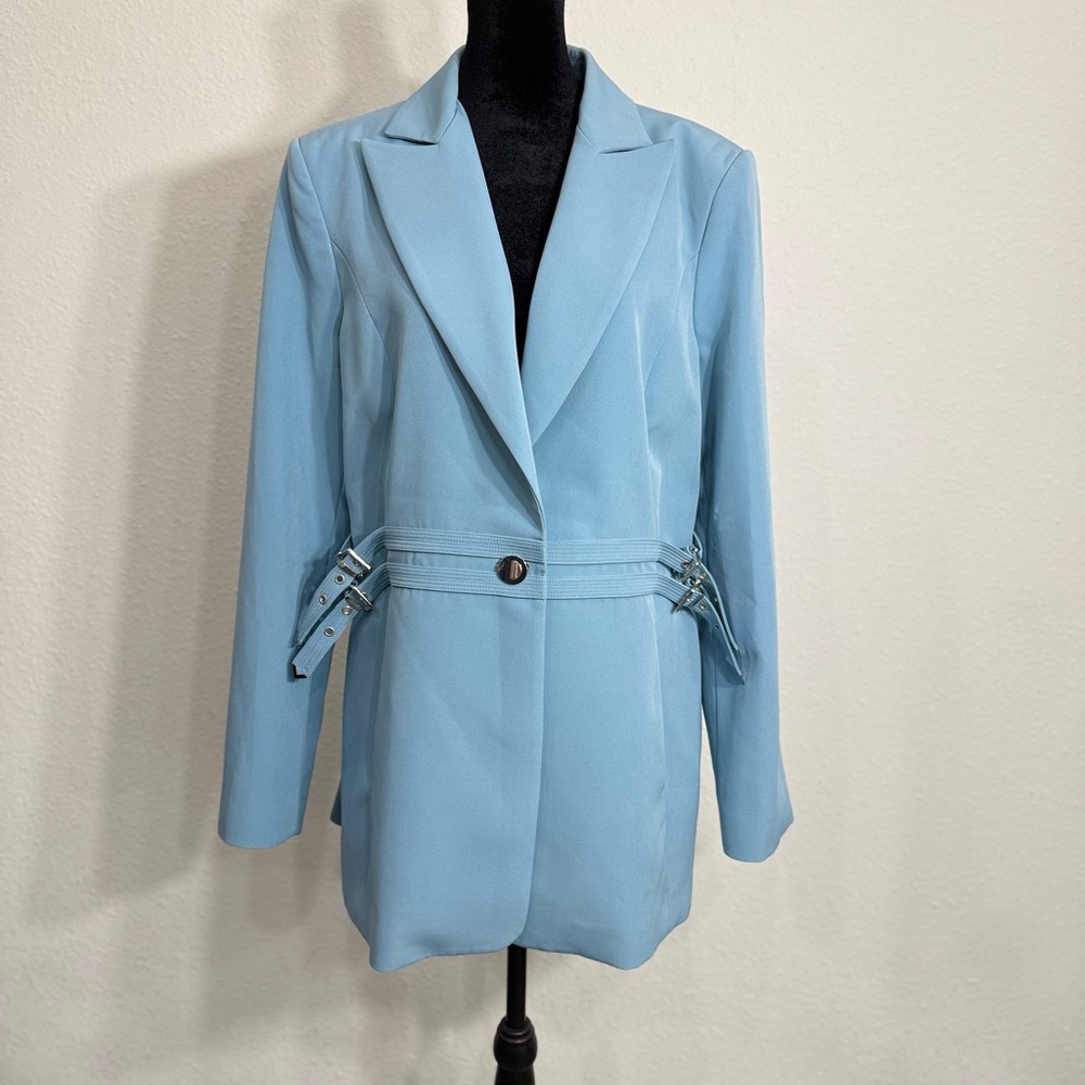 Angelo Marani Powder Blue Blazer with Belt Detail NWT